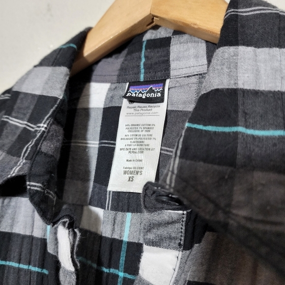 PATAGONIA Long-Sleeved Highlands Dress plaid button front‎ size XS - Picture 5 of 6